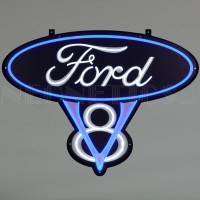 Ford V8 Blue Oval LED Sign - 40" x 30"