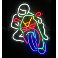 Sportbike Rider LED Rope Sign on Acrylic Backer - 20" x 18"