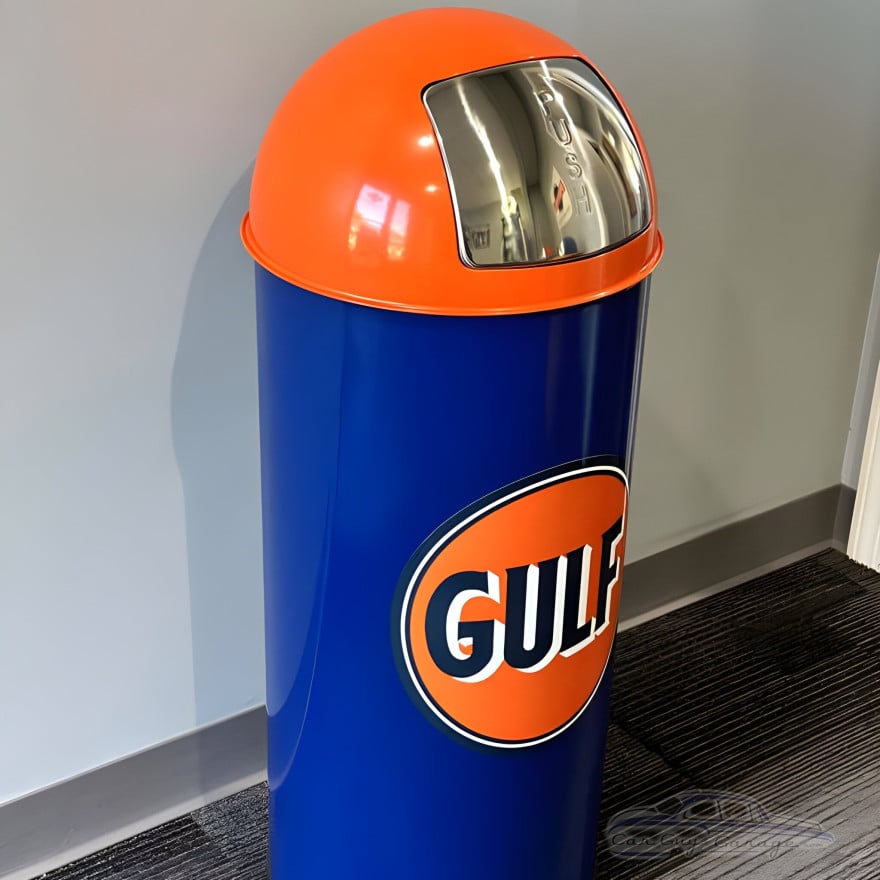 Gulf Blue Metal Garbage Can Gulf Blue Metal Garbage Can
