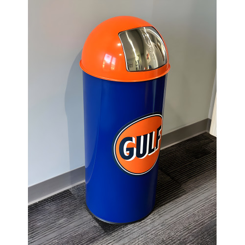 Gulf Blue Metal Garbage Can