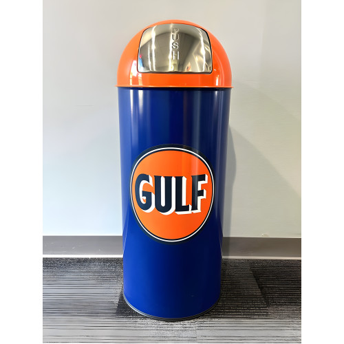 Gulf Blue Metal Garbage Can