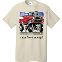 1955 Chevy Bel Air Gasser Cartoon T-Shirt - I Hope I Never Grow Up