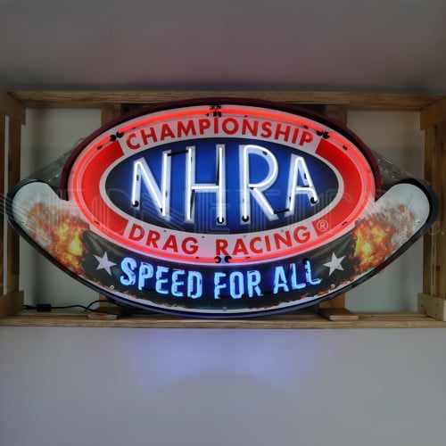 NHRA Speed For All Neon Sign in Steel Can