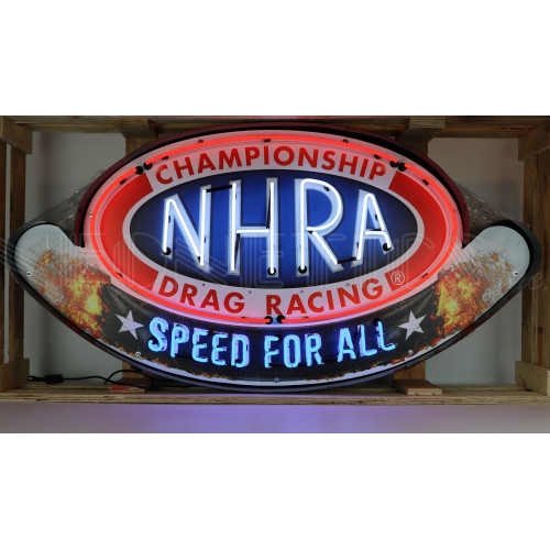 NHRA Speed For All Neon Sign in Steel Can