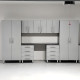 Silver Modular Ulti-Mate 8 Piece Garage Cabinet Set with Bamboo Top
