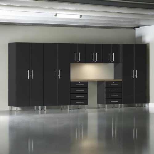 Black Modular 9 Piece Set of Garage Cabinets