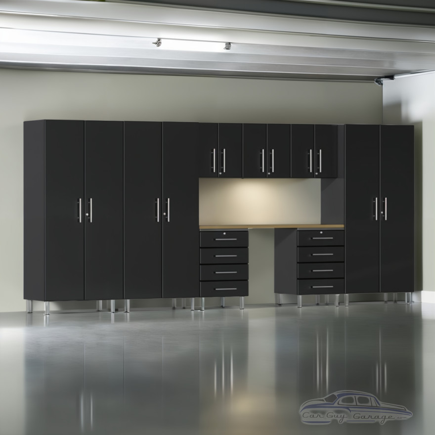 Black Modular 9 Piece Set of Garage Cabinets Black Modular 9 Piece Set of Garage Cabinets