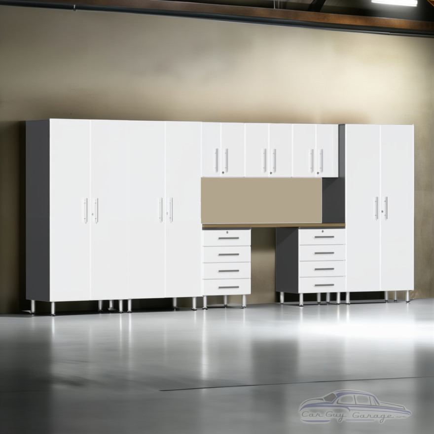 White Modular 9 Piece Set of Garage Cabinets White Modular 9 Piece Set of Garage Cabinets