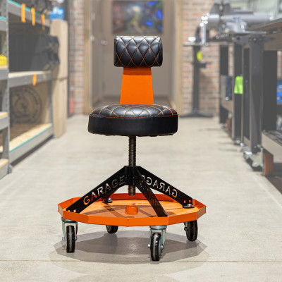 Adjustable Steel Garage Stool with Tool Tray and Casters