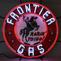 Frontier Gasoline Rarin' To Go Neon Sign - 24" Round
