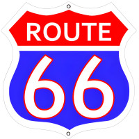 3 of Route 66 Red and Blue Metal Sign - 7.5" x 7.5"
