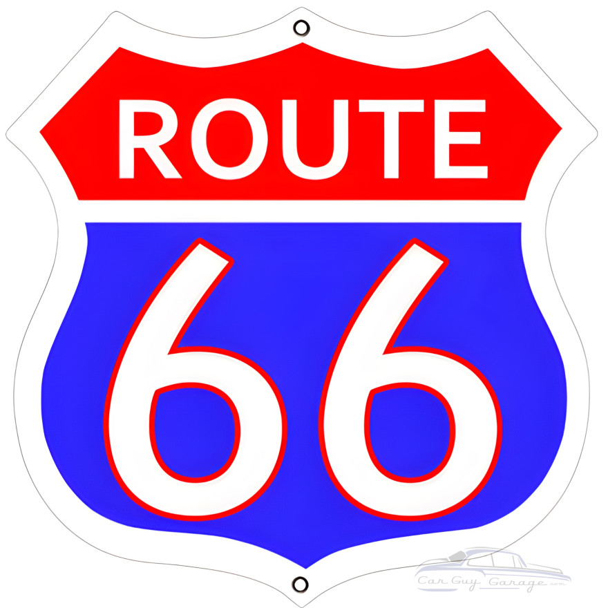 3 of Route 66 Red and Blue Metal Sign - 7.5" x 7.5" 3 of Route 66 Red and Blue Metal Sign - 7.5" x 7.5"