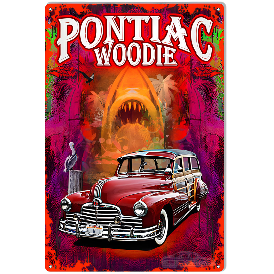 Pontiac Woodie Metal Sign - 12" x 18" Pontiac Woodie Metal Sign - 12" x 18"