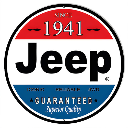 1941 Jeep Reproduction Metal Sign - 14" x 14"