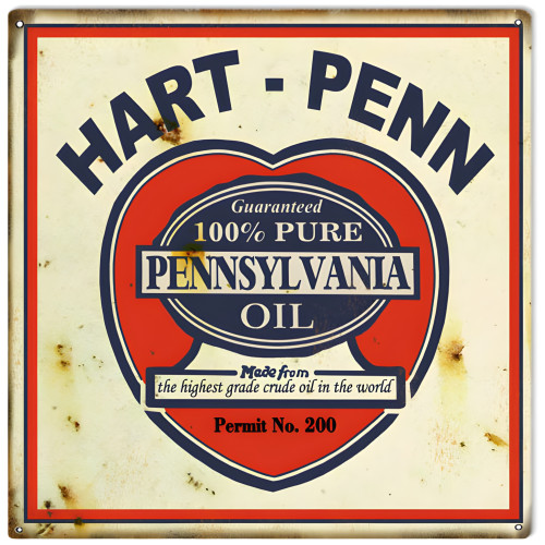 Hart Penn Motor Oil Metal Sign - 16" x 16"