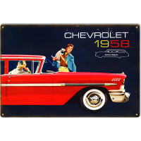1958 Chevrolet Station Wagon Garage Shop Metal Sign - 12" x 18"