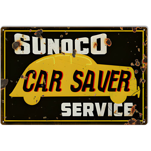 Sunoco Car Saver Service Gas Station Metal Sign - 12" x 18"