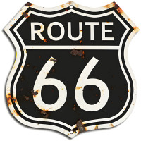 3 of Route 66 Vintage Black Laser Cut Out Garage Shop Metal Sign - 7.5" x 7.5"