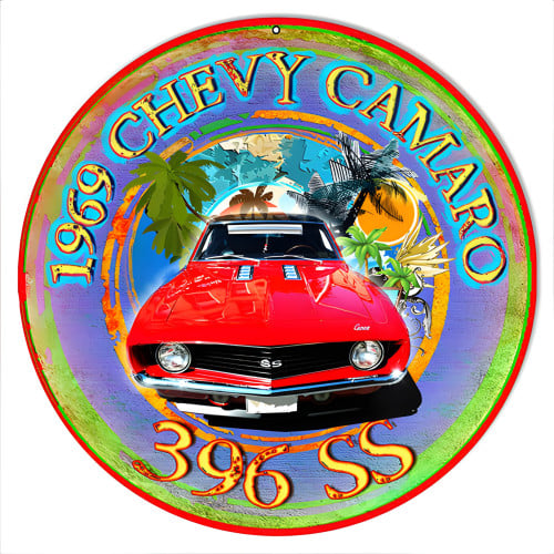396 SS Camaro Reproduction Metal Sign - 14" x 14"