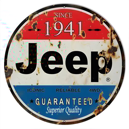 Aged Looking 1941 Jeep Reproduction Metal Sign - 14" x 14"