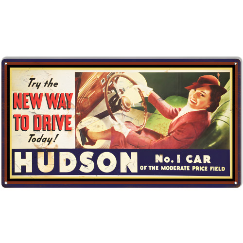 Hudson Car Co. Nostalgic Advertisement Reproduction Metal Sign - 16" x 30"