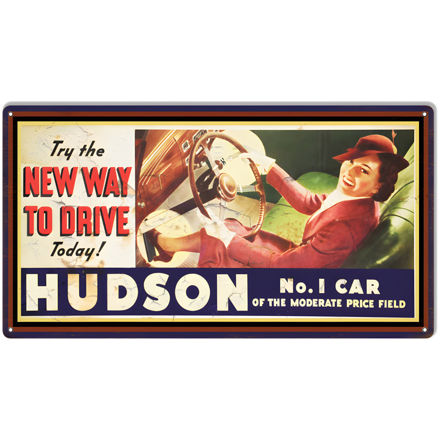 Hudson Car Co. Nostalgic Advertisement Reproduction Metal Sign - 16" x 30" Hudson Car Co. Nostalgic Advertisement Reproduction Metal Sign - 16" x 30"