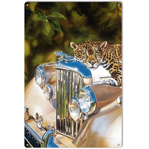 Jaguar Hood Metal Sign - 12" x 18"