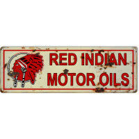 Red Indian Motor Oils Metal Sign - 8" x 24"