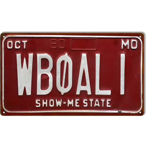 Oct 80 MO License Plate Gas Station Metal Sign - 8" x 14"