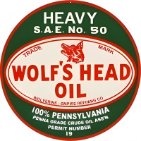 Wolf's Head Oil Metal Sign - 18" Round