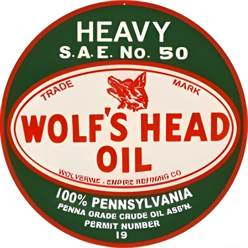 Wolf's Head Oil Metal Sign - 18" Round