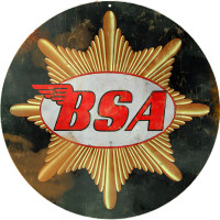 BSA Motorcycle Metal Sign - 14" Round