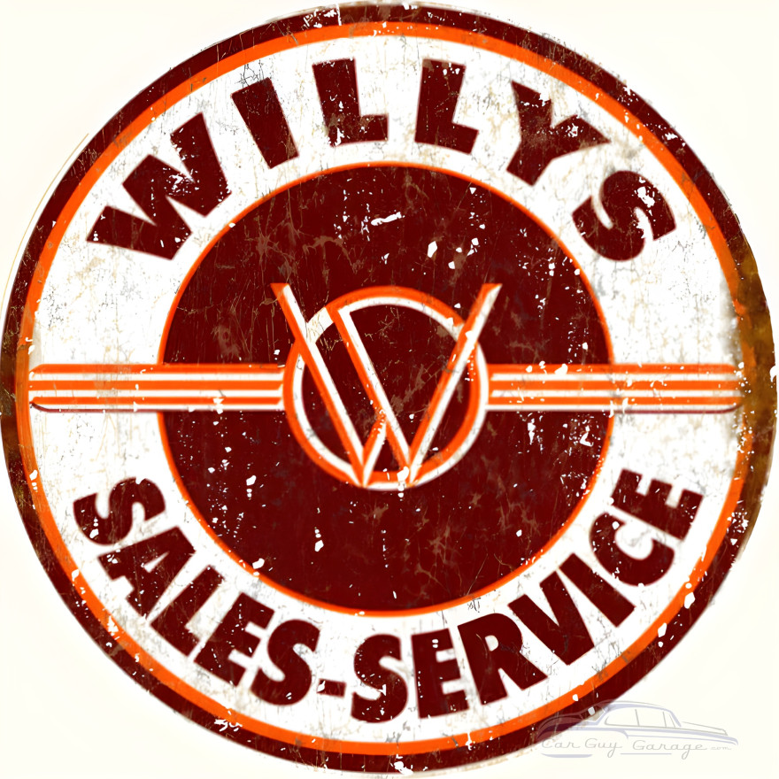 Willys Sales-Service Station Metal Sign - 14" Round Willys Sales-Service Station Metal Sign - 14" Round