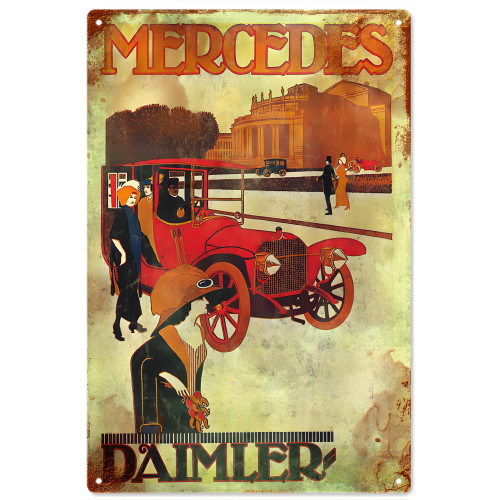 Mercedes Daimler Nostalgic Car Metal Sign - 12" x 18"