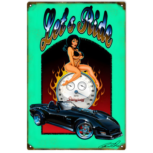 Let's Ride Metal Sign - 12" x 18"