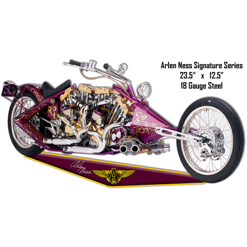 Maroon Motorcycle Reproduction Cut Out Metal Sign - 12.5" x 23.5"