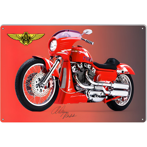 Red One Off Original Custom Motorcycle Signature Series Metal Sign - 12" x 18"