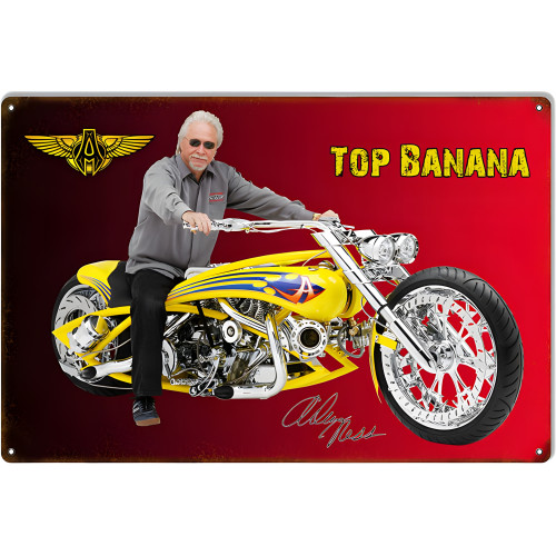 Top Banana Motorcycle Metal Sign - 12" x 18"