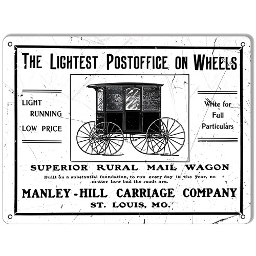 Post Office On Wheels Nostalgic Metal Sign - 9" x 12"