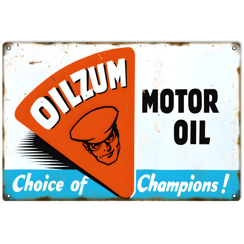 Oilzum Choice Of Champions Motor Oil Metal Sign - 16" x 24"