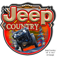 Jeep Country Reproduction Metal Sign - 14" x 14.5"