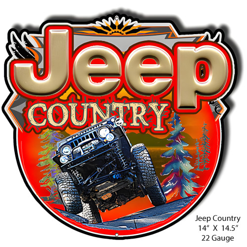 Jeep Country Reproduction Metal Sign - 14" x 14.5"
