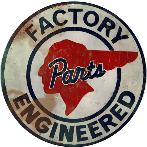Factory Parts Engineered Gas Station Metal Sign - 14" Round