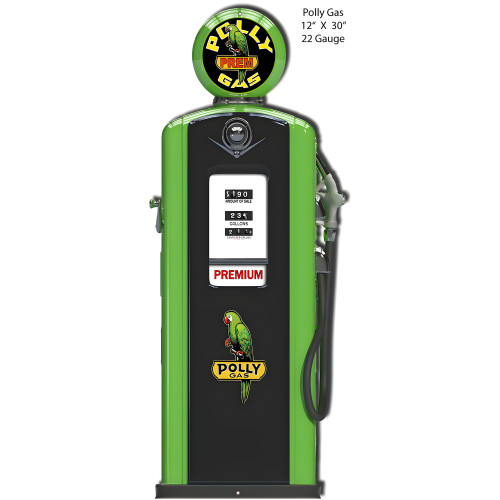 Polly Gas Pump Metal Sign - 12" x 30"