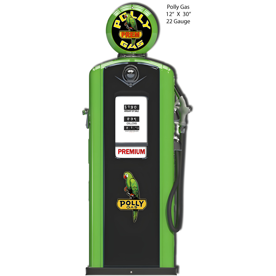 Polly Gas Pump Metal Sign - 12" x 30" Polly Gas Pump Metal Sign - 12" x 30"