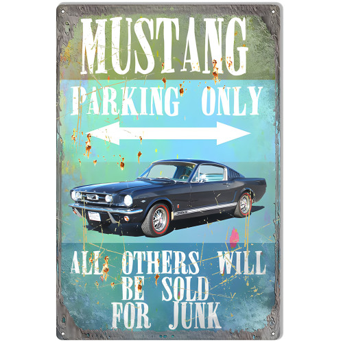 Mustang Parking Metal Sign - 12" x 18"