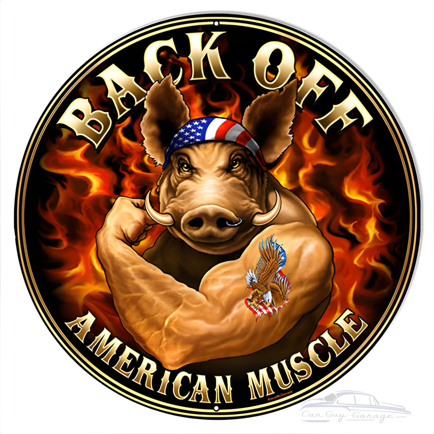 American Muscle Patriotic Sign Metal Sign - 14" Round American Muscle Patriotic Sign Metal Sign - 14" Round