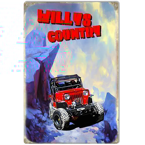 Willys Country Jeep Metal Sign - 12" x 18"
