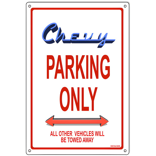 Chevy Parking Only Metal Sign - 12" x 18"