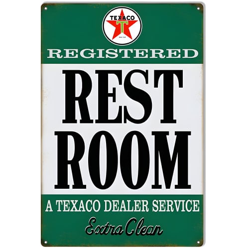 Texaco Extra Clean Restroom Gas Station Metal Sign - 12" x 18"